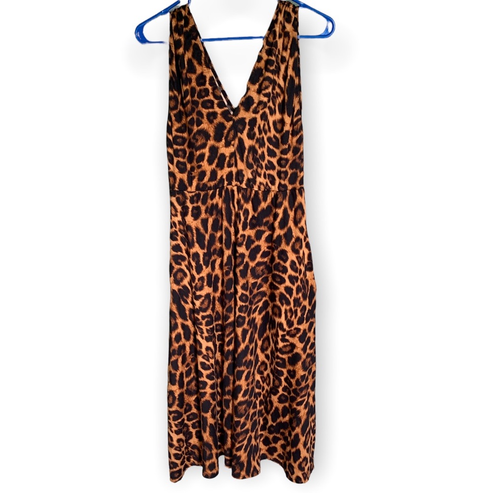 Socialite Leopard Print Fit and Flare Midi Dress M